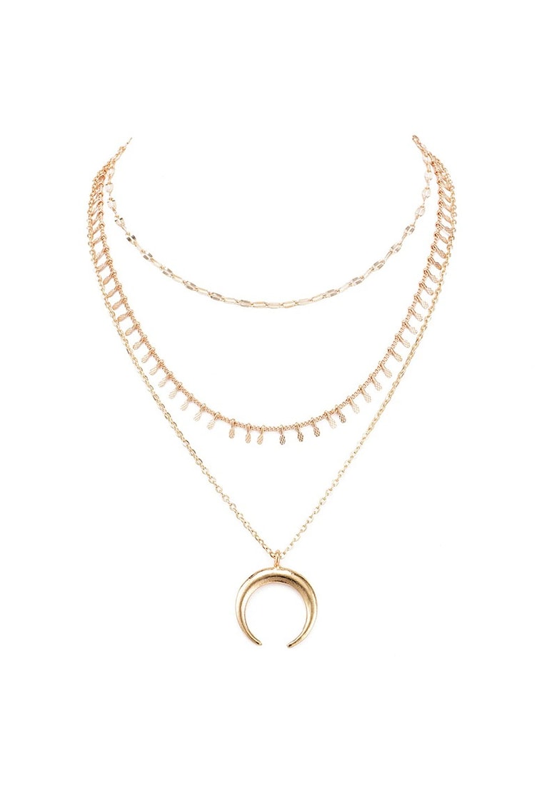 Colier in 3 straturi - auriu - cu semiluna - Ovedie C19 -