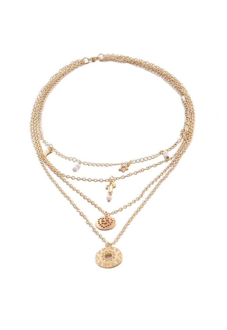 Colier in 4 straturi - auriu - cu cruciulita - Pamela C11 -