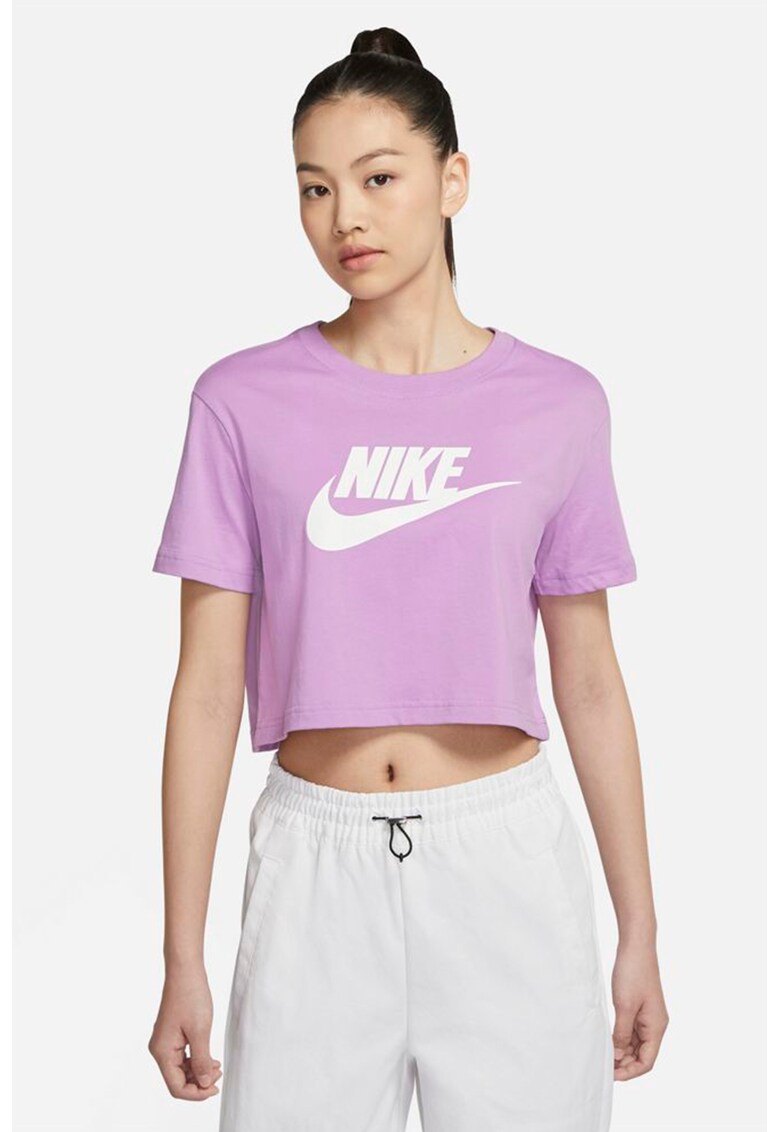 Tricou crop cu imprimeu logo Sportswear Essentials