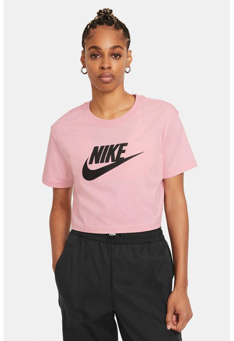 Tricou crop cu imprimeu logo Sportswear Essentials