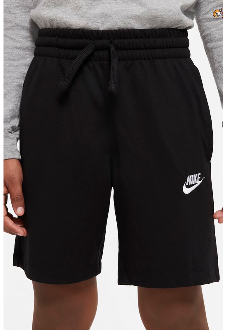 Pantaloni scurti cu snur in talie - Alb/Negru