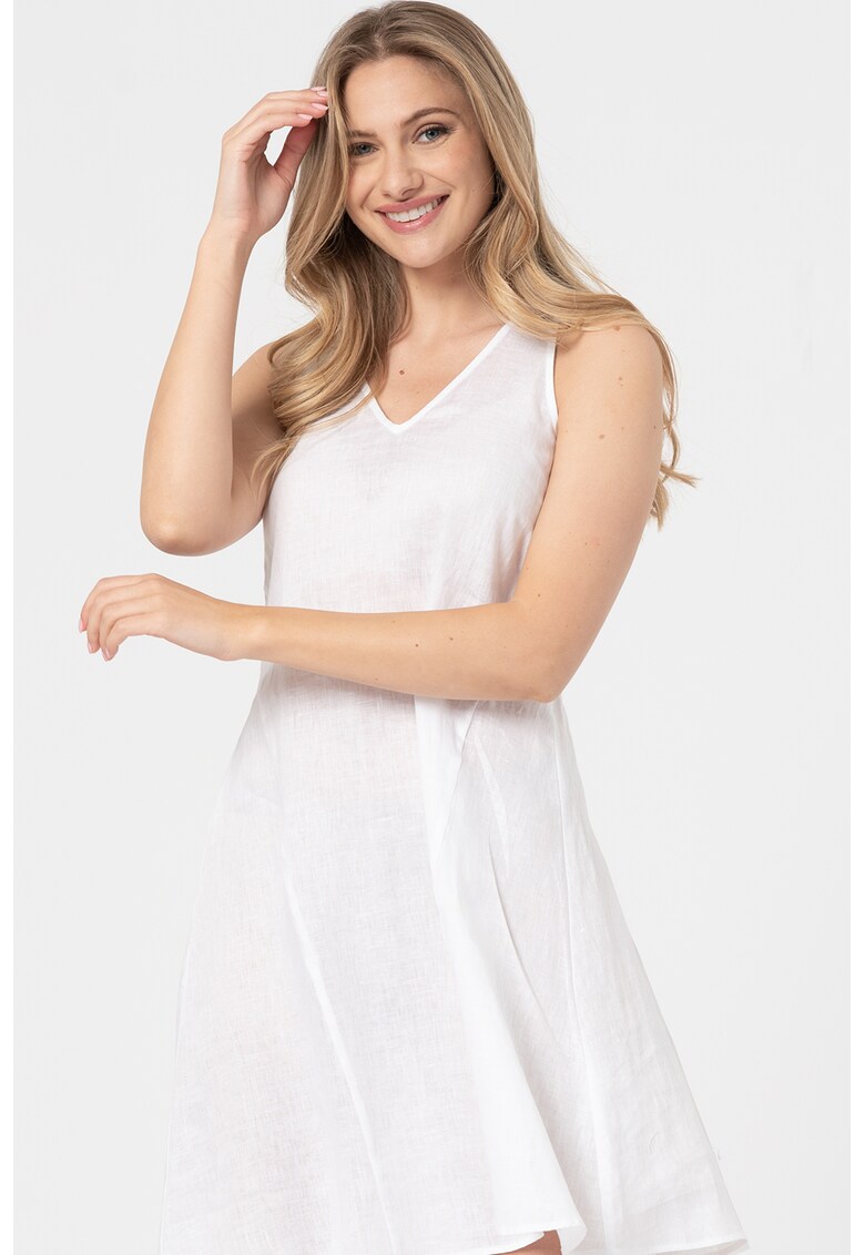 Rochie evazata din in cu decolteu in V