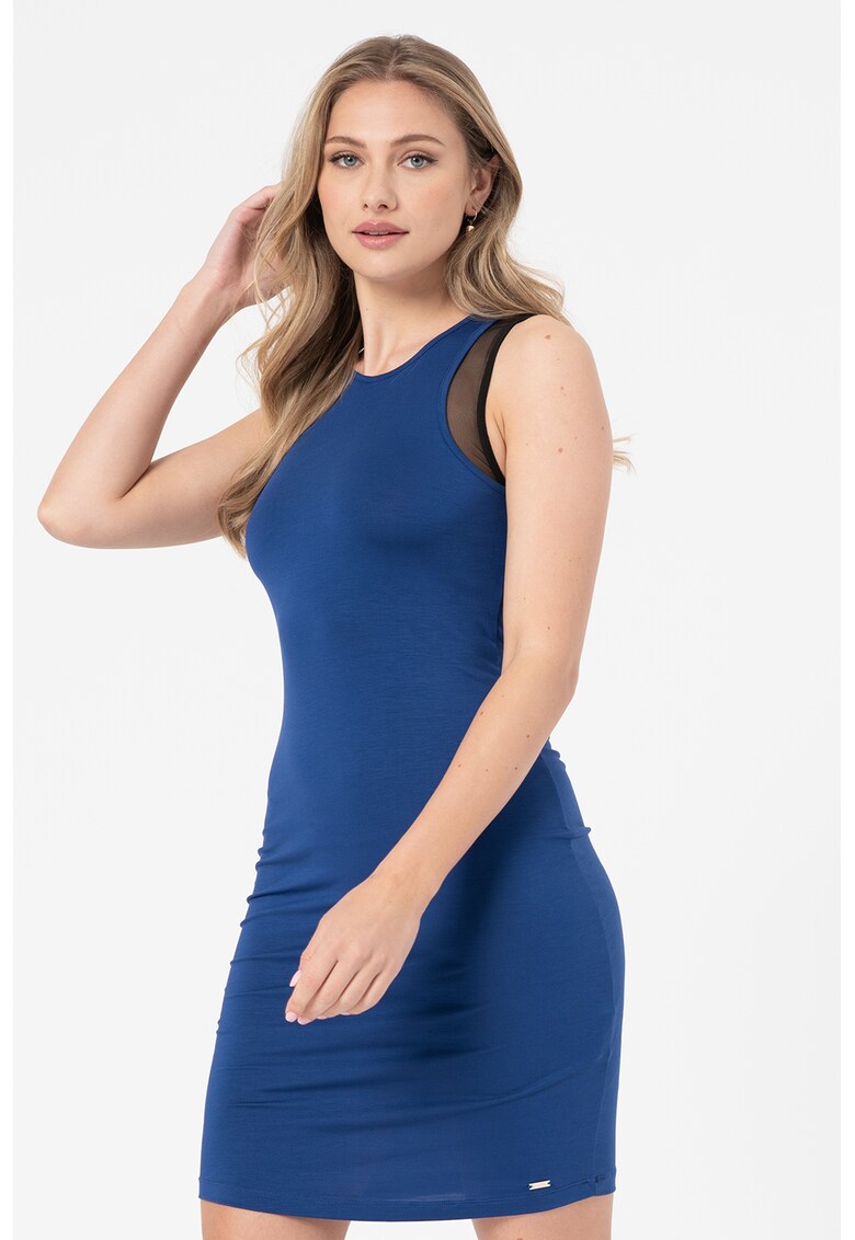Rochie fara maneci cu insertii din plasa