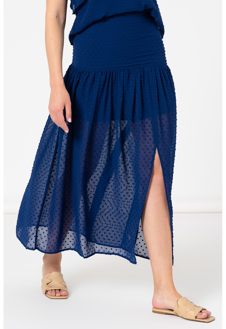 Fusta vaporoasa din sifon cu model cu buline