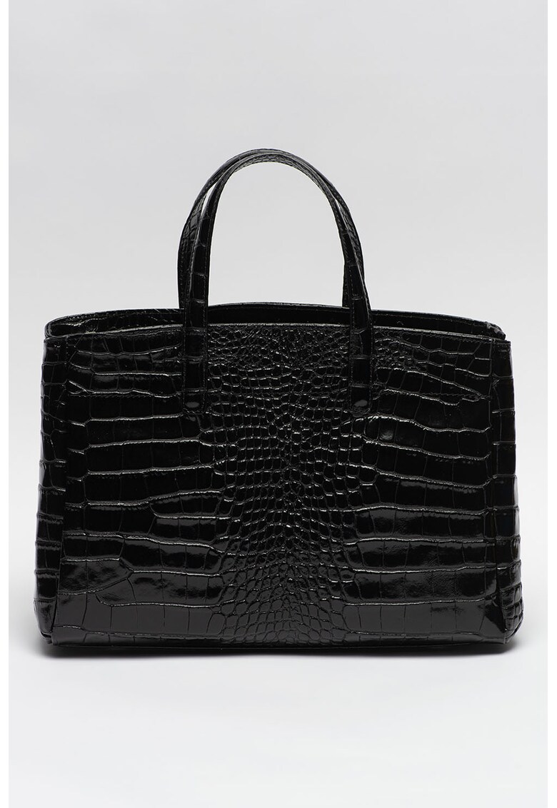 Geanta tote din piele cu aspect de piele de crocodil