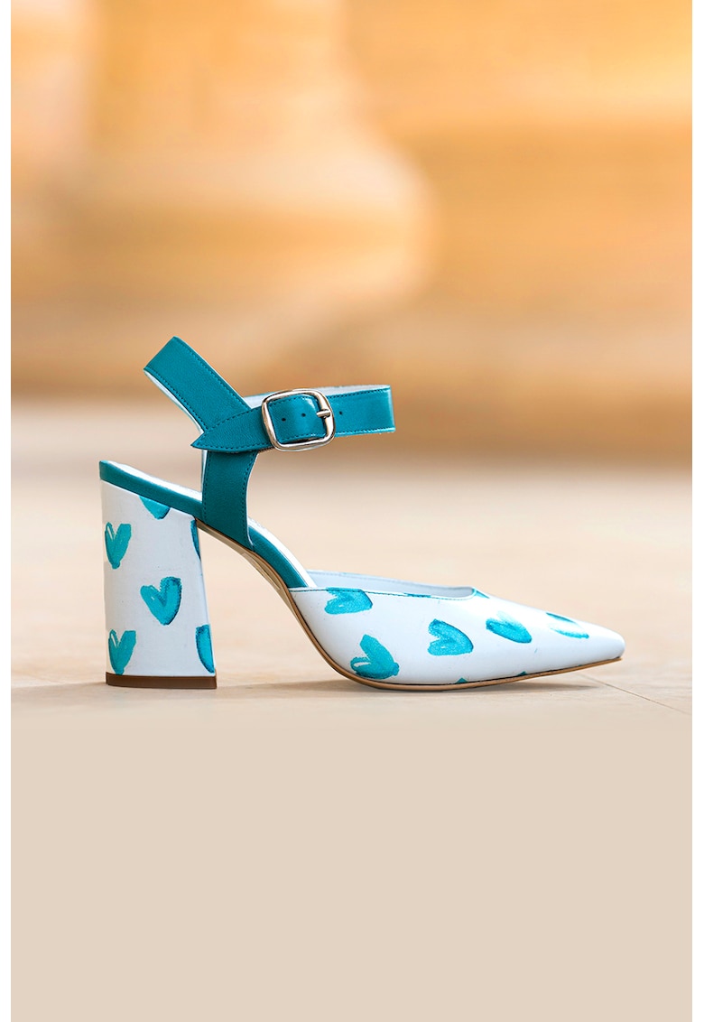 Pantofi de piele cu imprimeu si toc masiv Jolie CONDUR by alexandru imagine noua