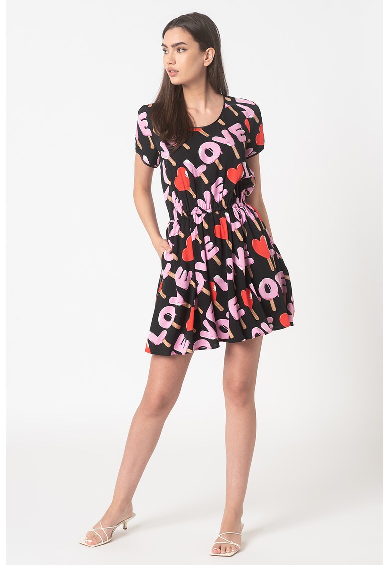 Rochie mini cu buzunare laterale si talie elastica