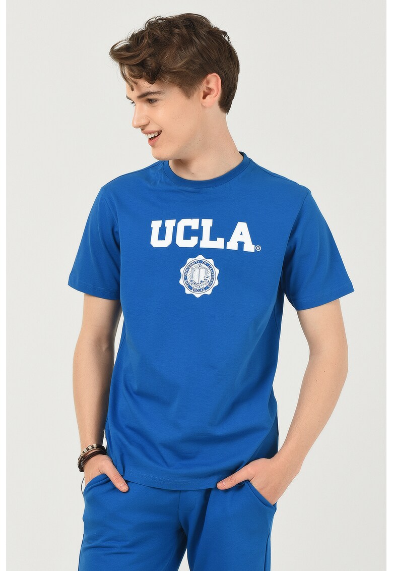 Tricou cu imprimeu logo Gayley - Alb/Albastru inchis