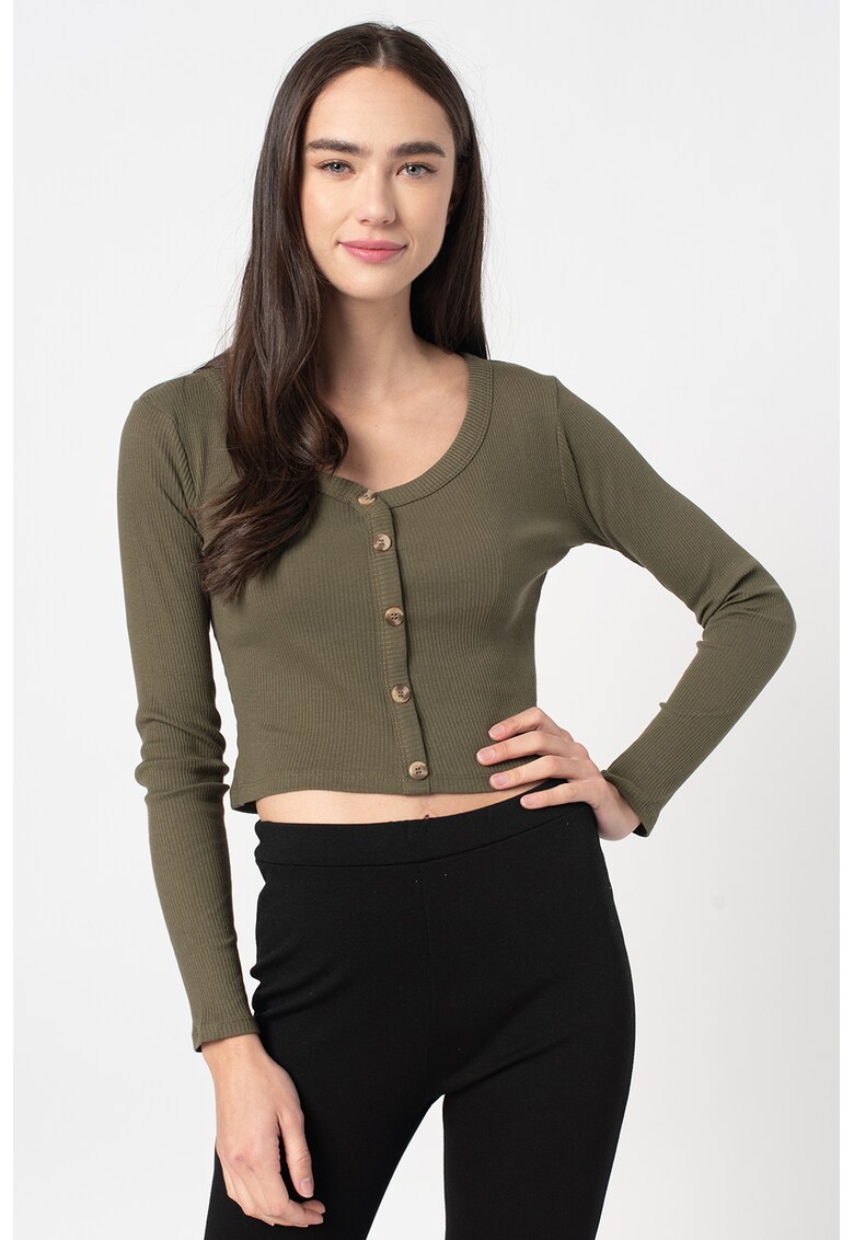 Cardigan crop cu aspect striat Caro