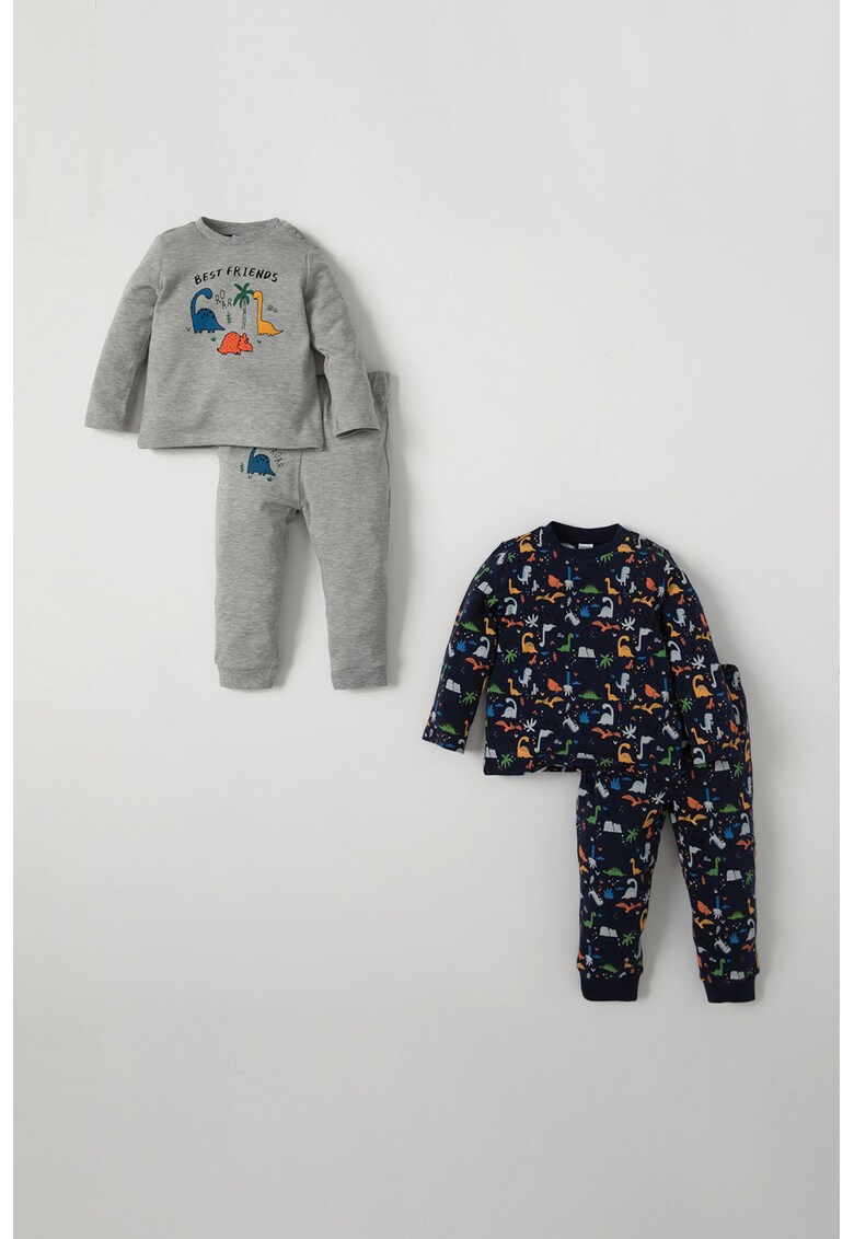Set de pijamale din bumbac - 2 perechi - baieti - Gri/Bleumarin