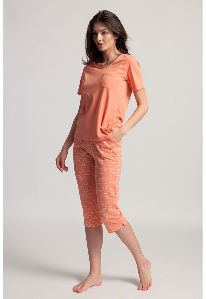Pijama de bumbac si modal cu imprimeu vegetal Clara