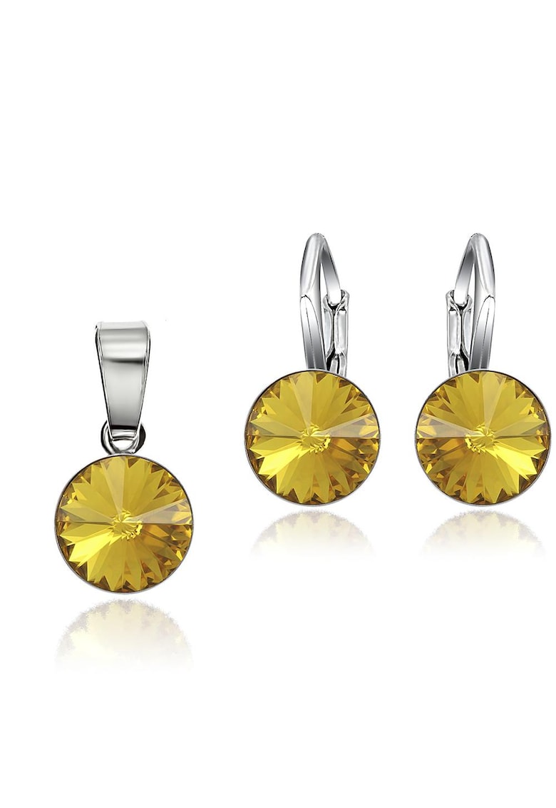 Set Argint 925 placat cu rodiu cu cristale Swarovski® Rivoli 8mm LRS - Galben