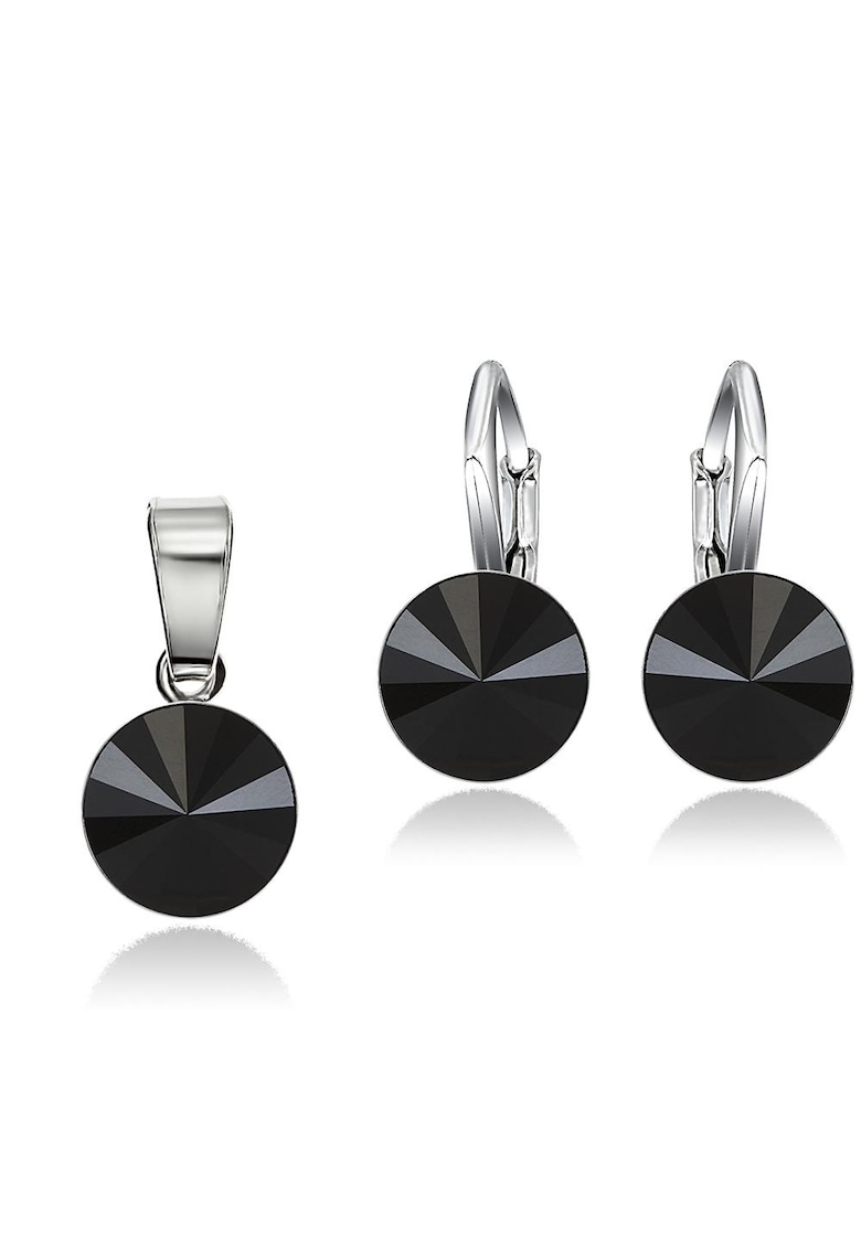 Set Argint 925 placat cu rodiu cu cristale Swarovski® Rivoli 8mm LRS - Negru