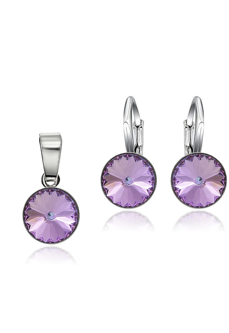 Set Argint 925 placat cu rodiu cu cristale Swarovski® Rivoli 8mm LRS - Violet
