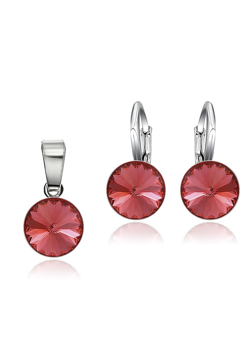 Set Argint 925 placat cu rodiu cu cristale Swarovski® Rivoli 8mm LRS - Portocaliu