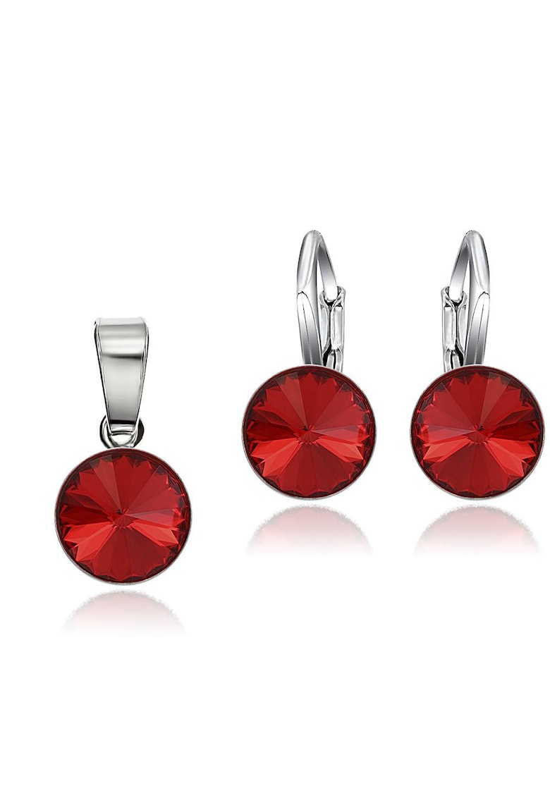 Set Argint 925 placat cu rodiu cu cristale Swarovski® Rivoli 8mm LRS - Rosu