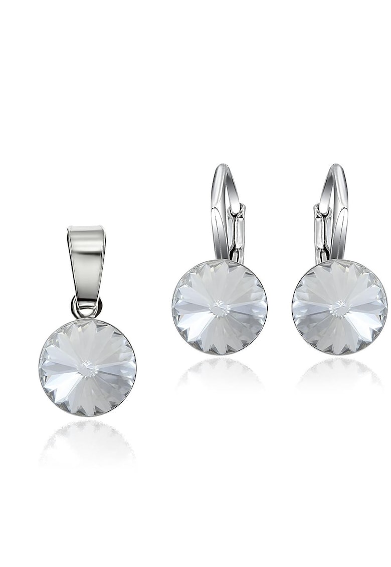 Set Argint 925 placat cu rodiu cu cristale Swarovski® Rivoli 8mm LRS - Alb