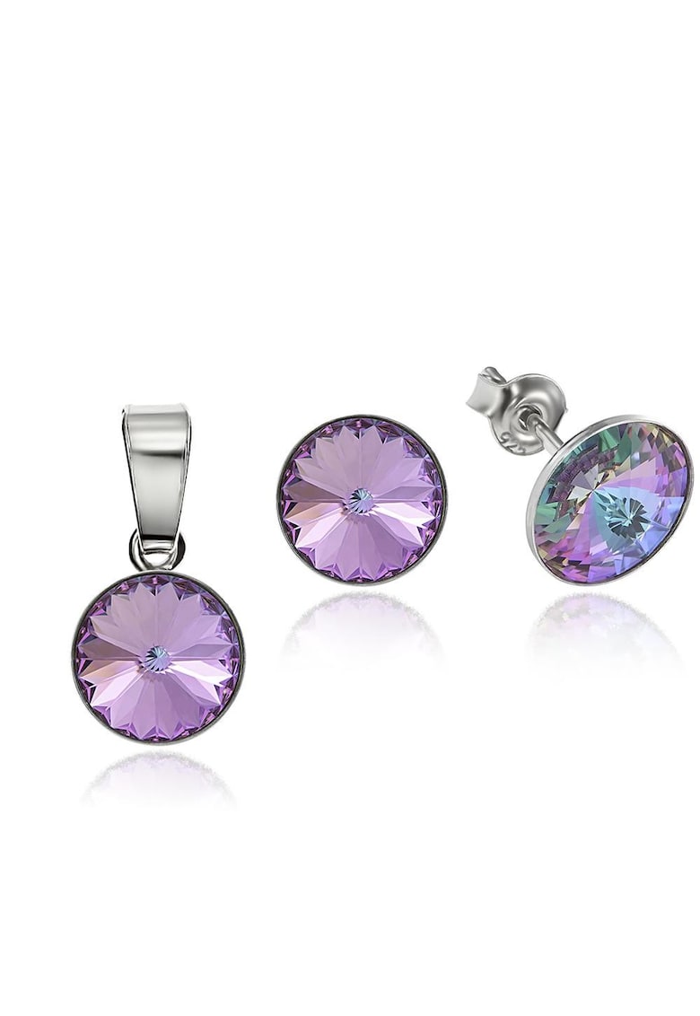 Set Argint 925 placat cu rodiu cu cristale Swarovski® Rivoli 8mm - Violet/Multicolor