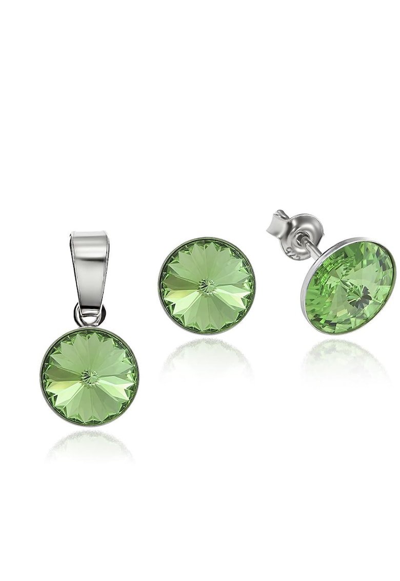 Set Argint 925 placat cu rodiu cu cristale Swarovski® Rivoli 8mm - Verde