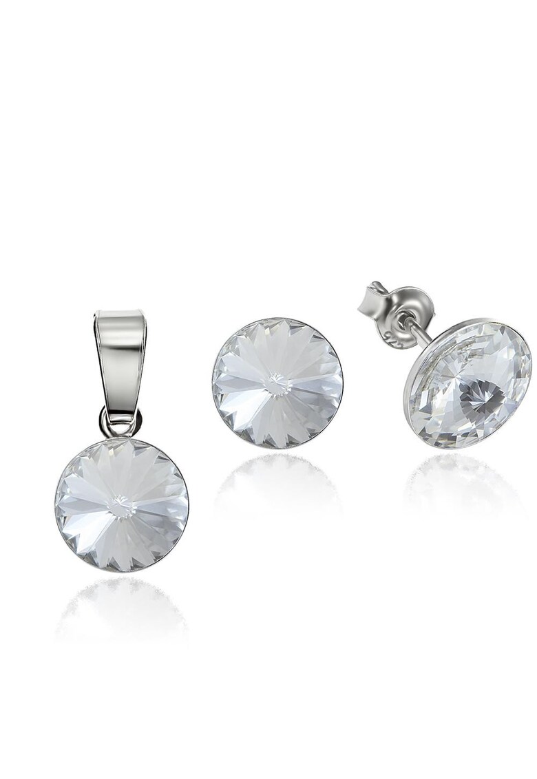 Set Argint 925 placat cu rodiu cu cristale Swarovski® Rivoli 8mm - Alb