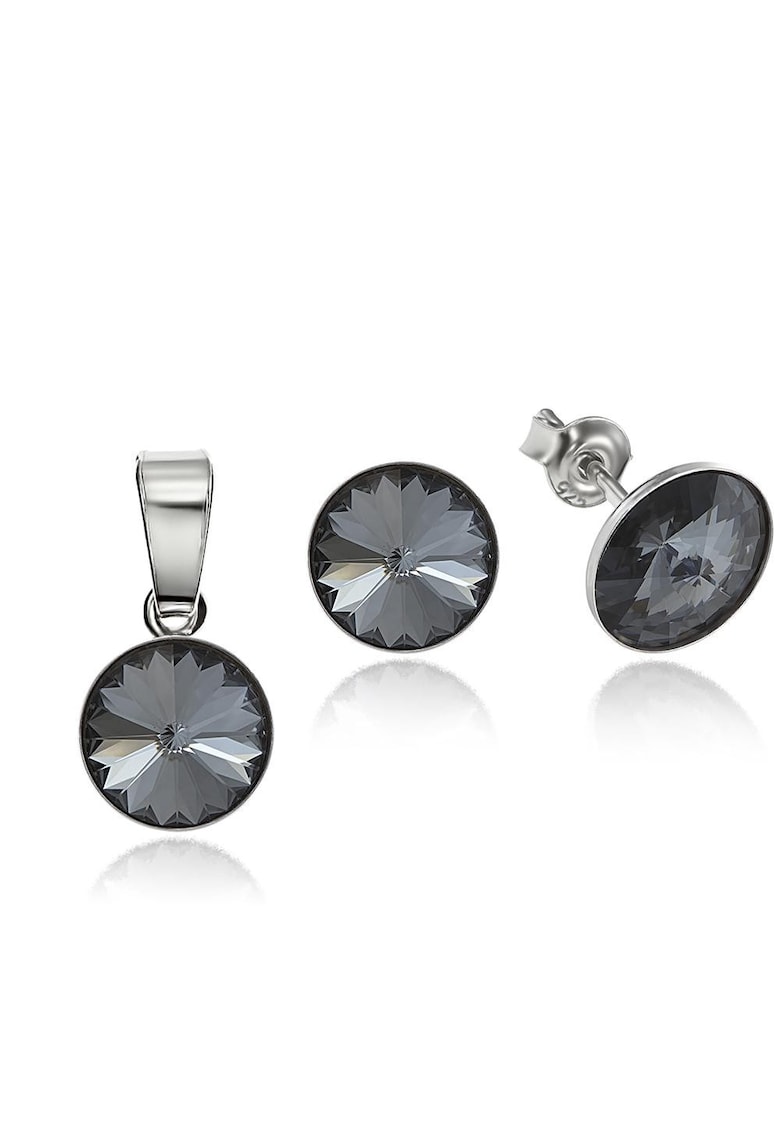 Set Argint 925 placat cu rodiu cu cristale Swarovski® Rivoli 8mm - Gri