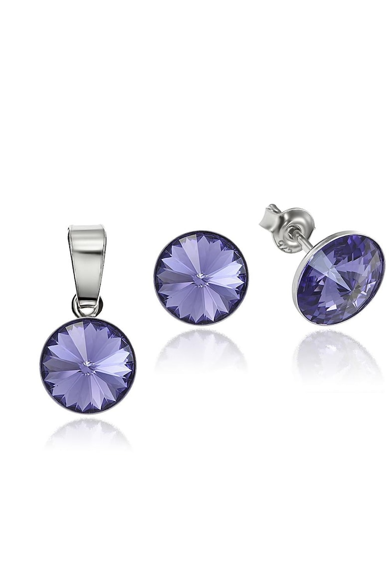 Set Argint 925 placat cu rodiu cu cristale Swarovski® Rivoli 8mm - Violet