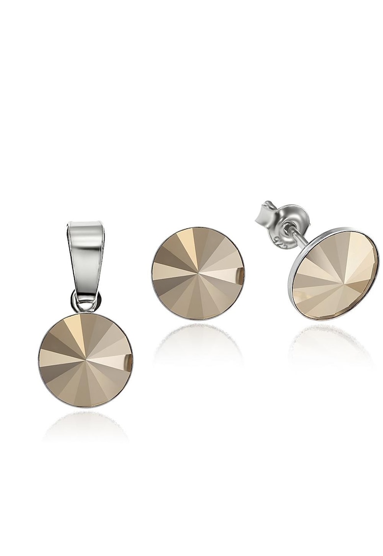 Set Argint 925 placat cu rodiu cu cristale Swarovski® Rivoli 8mm - Auriu