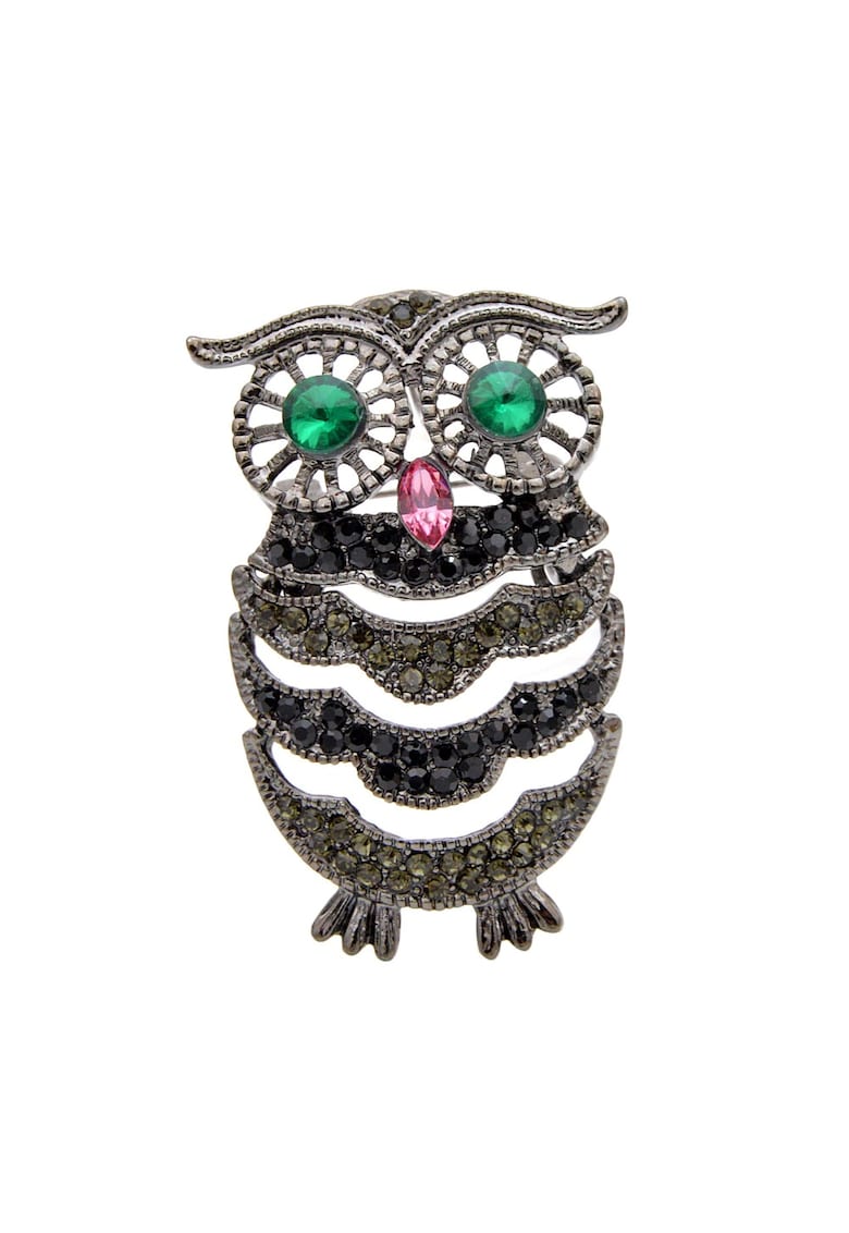 Brosa argintie - bufnita - cu pietre - Petrikke C6 - Brosa argintie - bufnita - cu pietre - Petrikke C6 -