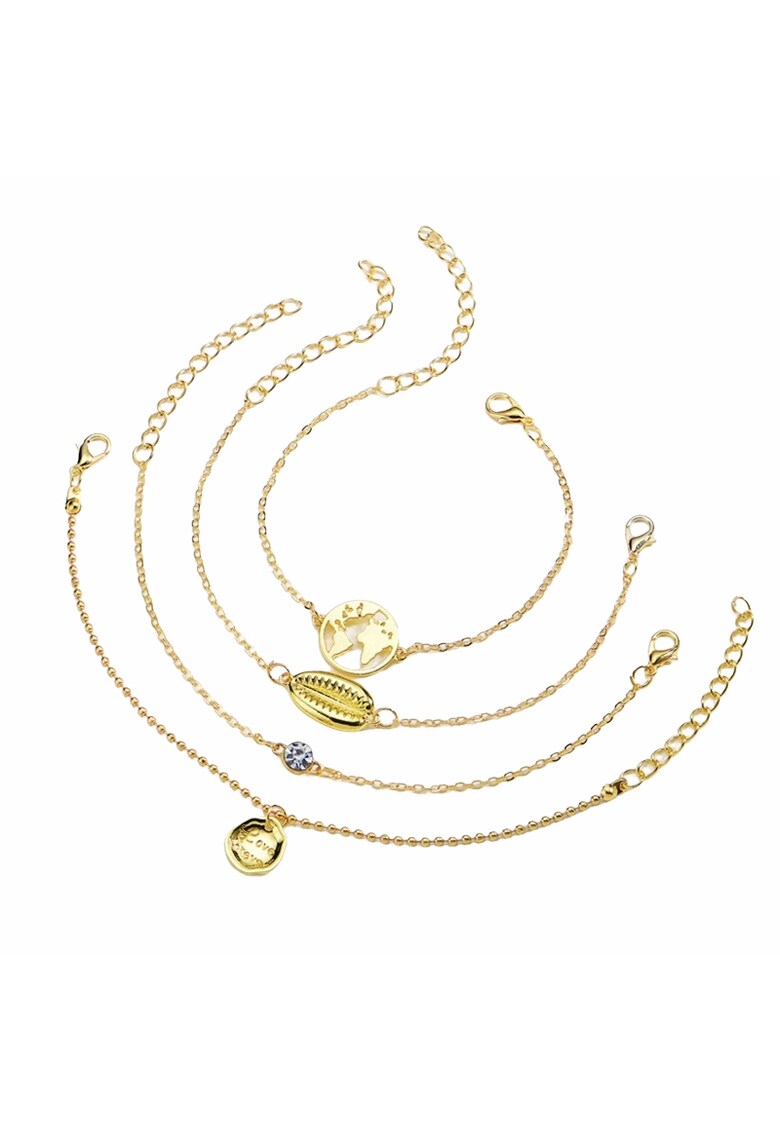 Set 4 bratari - aurii - cu glob pamantesc - Perla C3 -