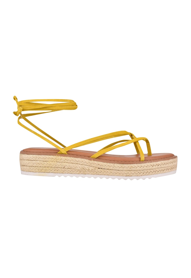 Sandale tip espadrile de piele intoarsa cu bareta separatoare Candid
