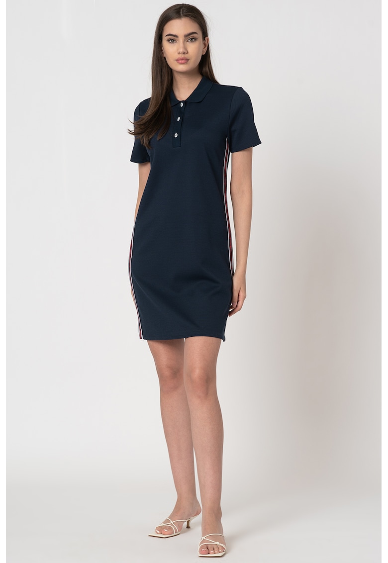 Rochie polo cu banda logo contrastanta