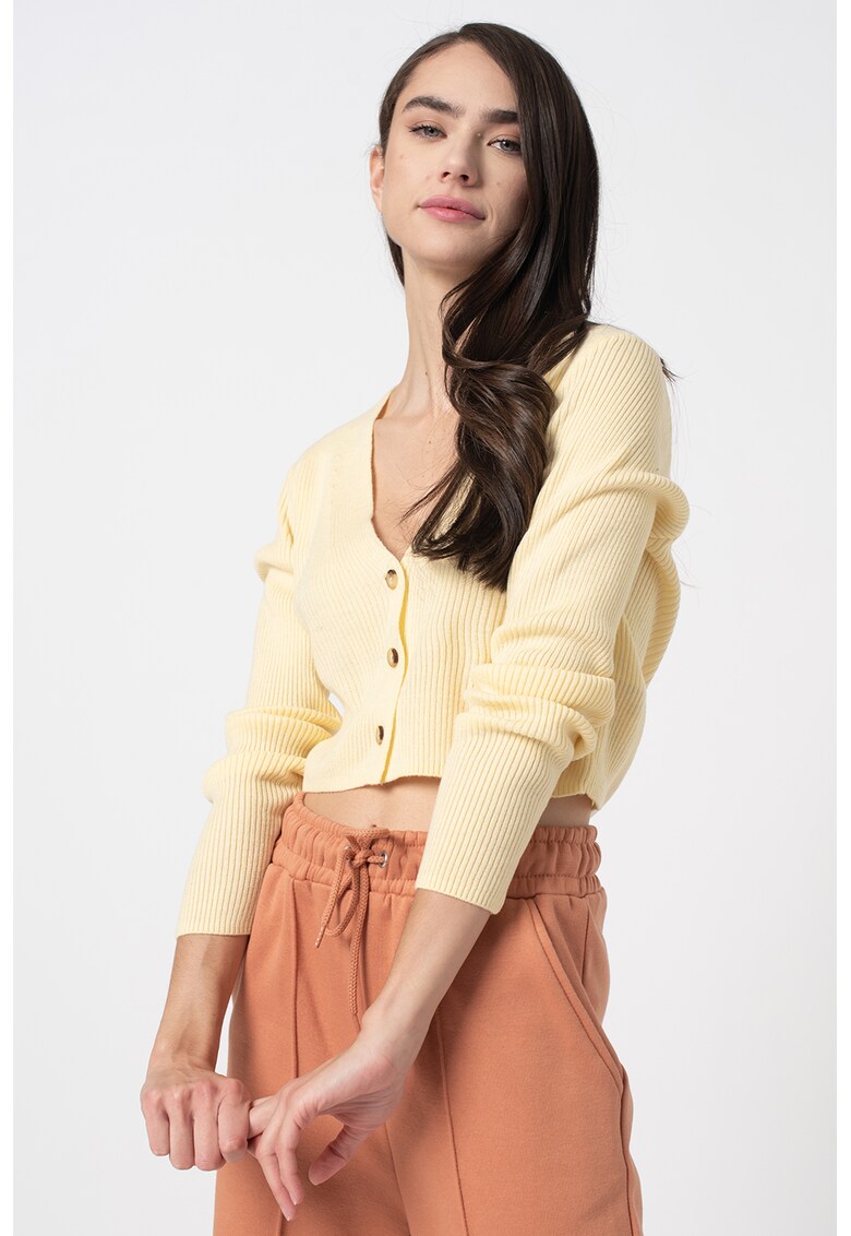 Cardigan crop cu decolteu in V