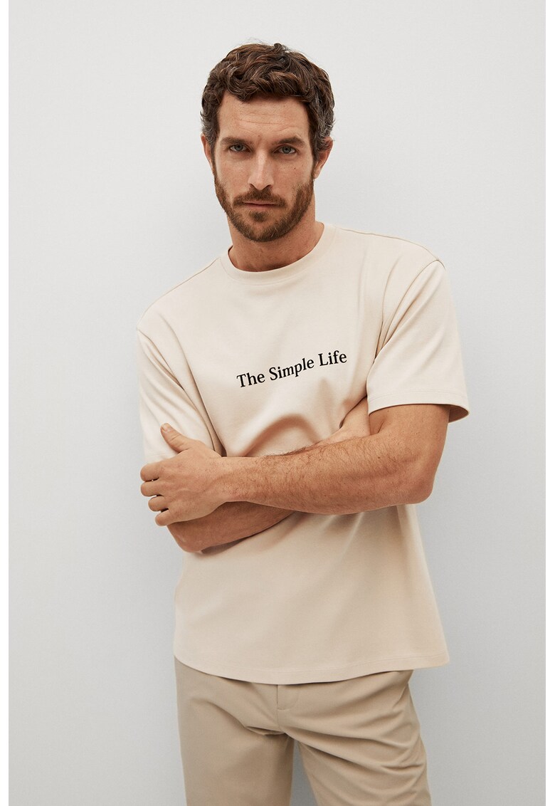 Tricou relaxed fit cu imprimeu text Simple