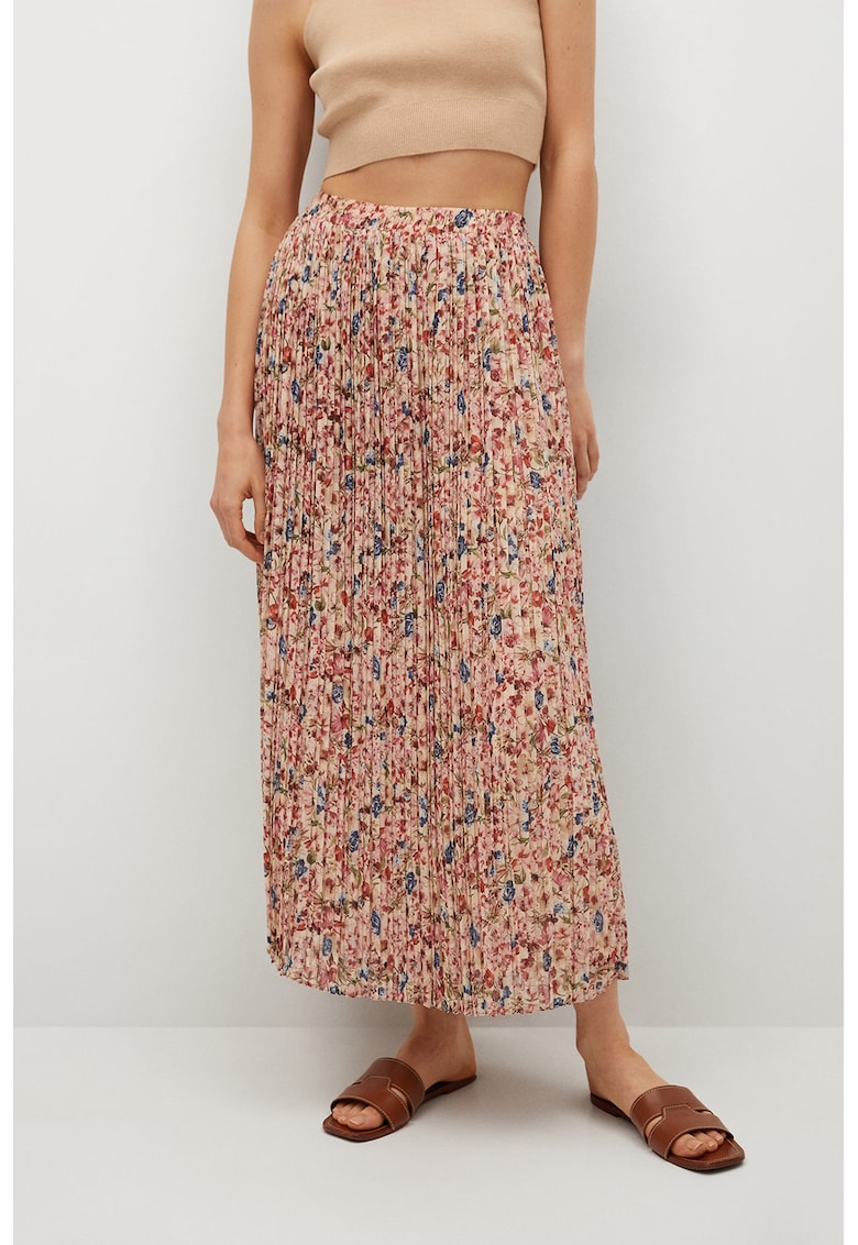 Fusta cu talie inalta si model floral Mauril