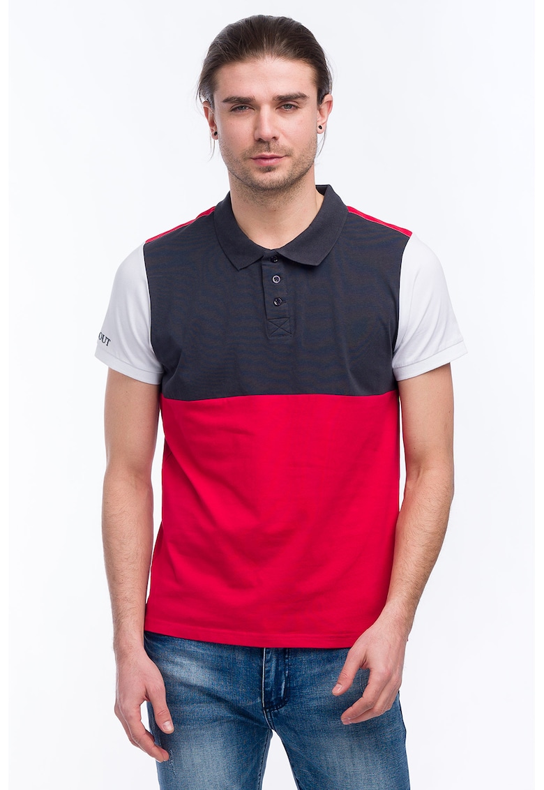 Tricou polo cu model colorblock