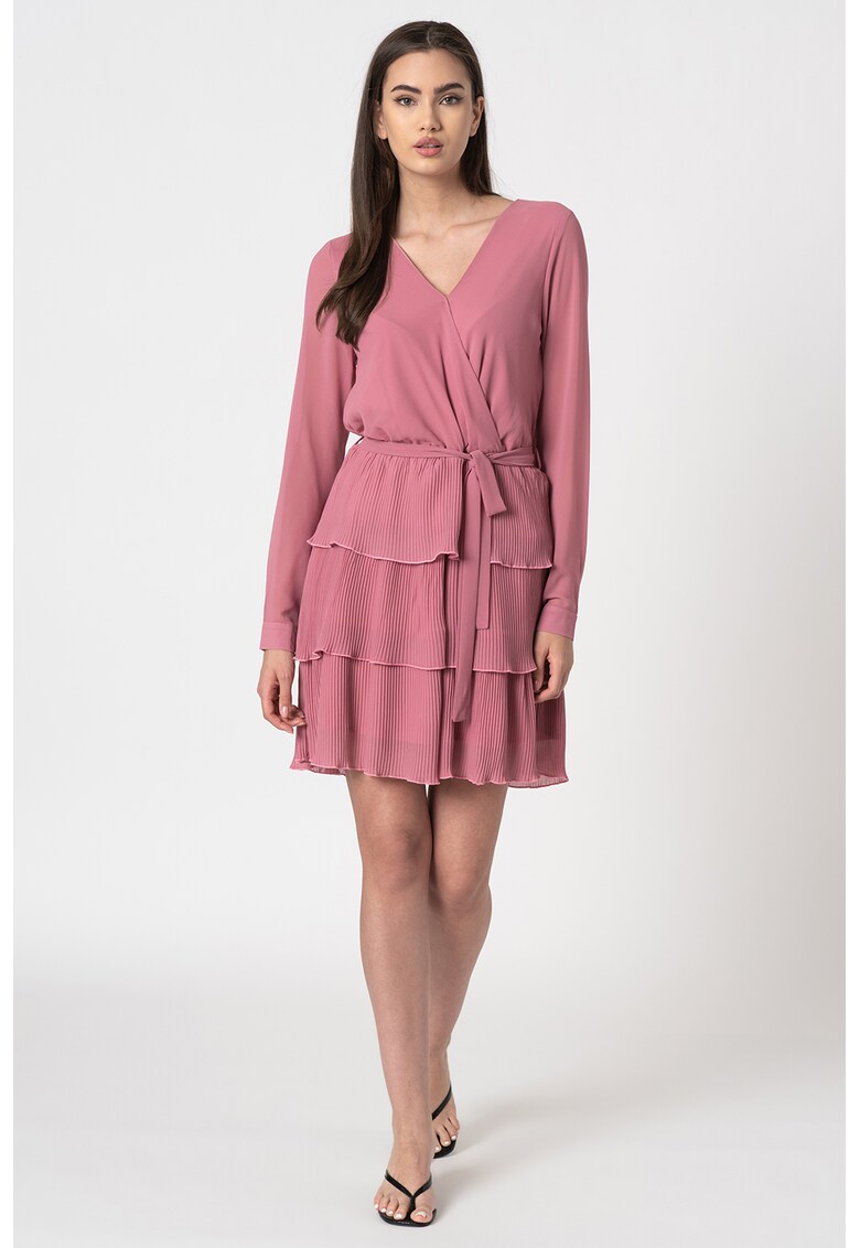 Rochie cu decolteu in V si model stratificat Nekko