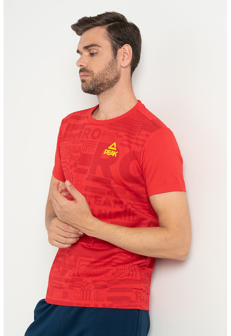 Tricou de bumbac cu decolteu la baza gatului TeamRomania20