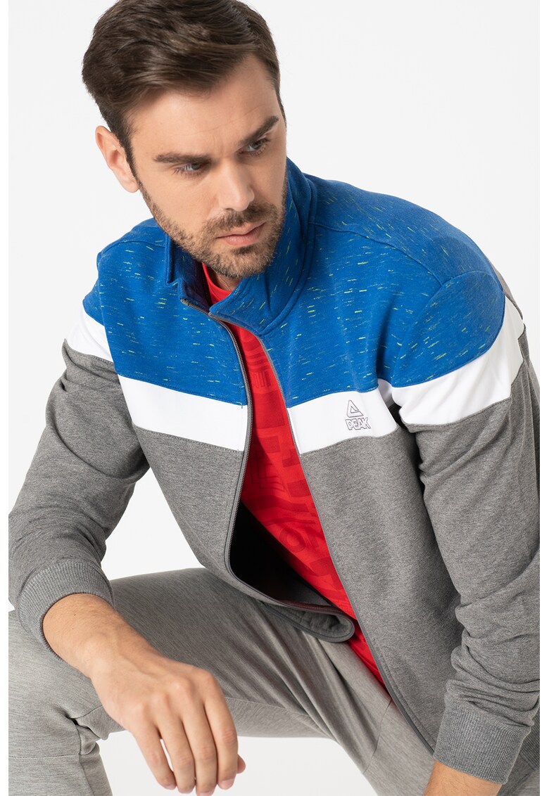 Bluza sport cu fermoar si model colorblock Peak Advance