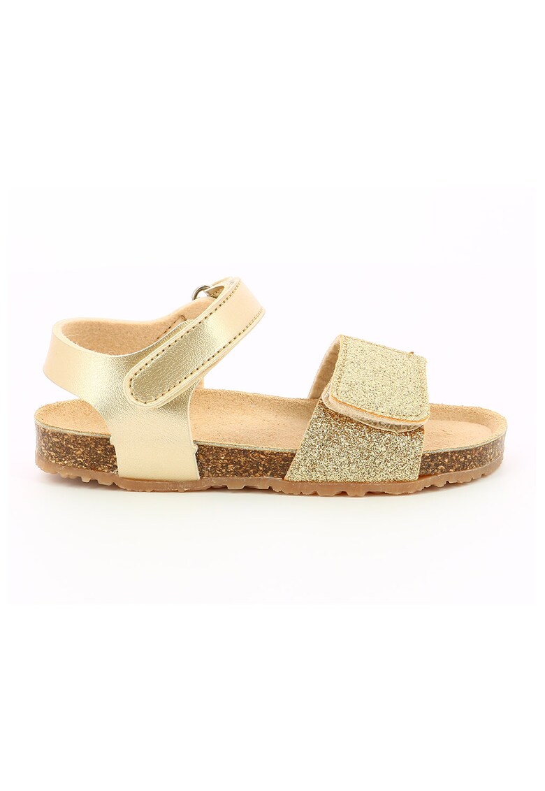 Sandale de piele ecologica – fete – cu velcro si aspect metalizat – Auriu fashiondays.ro