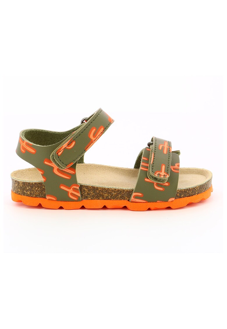 Sandale de piele ecologica – cu branturi de piele – baieti – Verde militar/Oranj fashiondays.ro