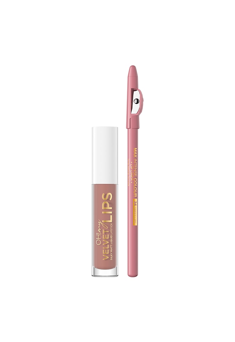 Kit cu ruj lichid Oh! My Velvet Lips si Lip Liner Nr. 4.5 ml