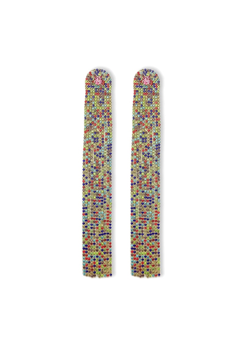 Cercei aurii - lungi - cu pietre multicolore - Rickarda C7 -