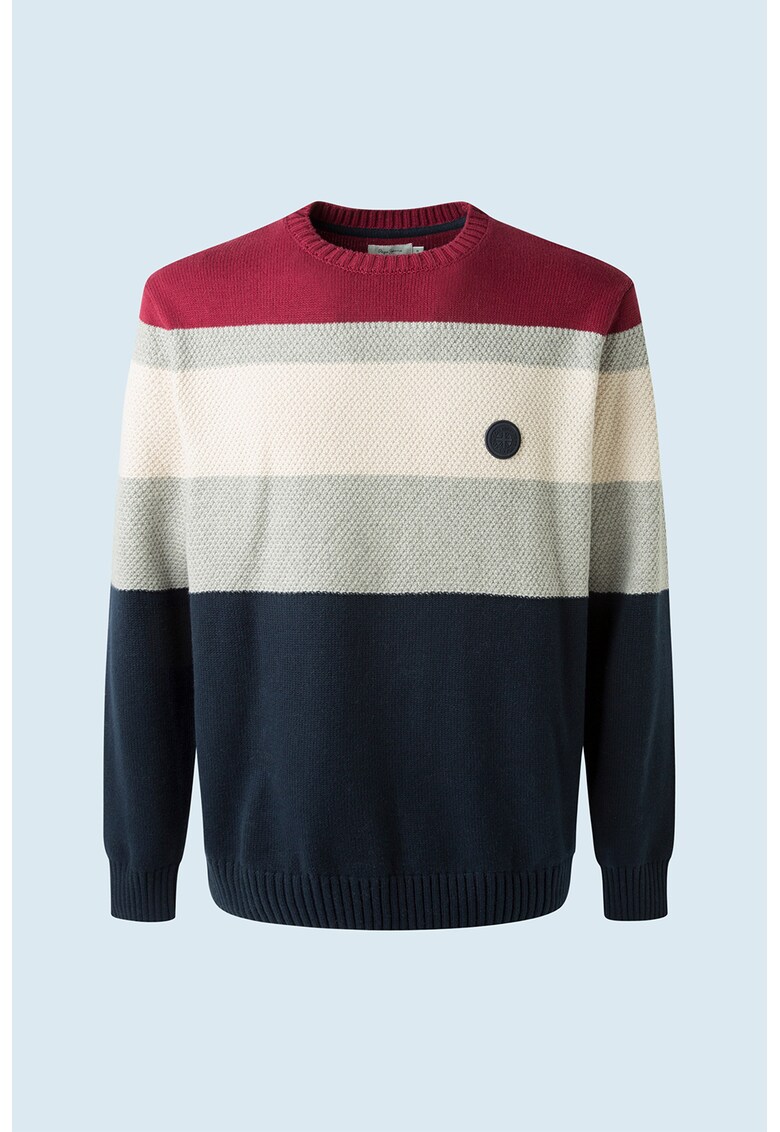 Pulover colorblock cu aplicatie logo