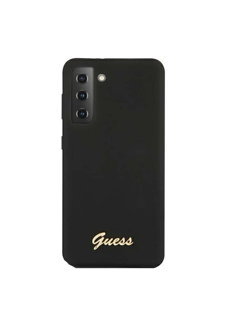 Husa de protectie cover silicone metal logo pentru samsung galaxy s21 plus guhcs21mlslmgbk - black