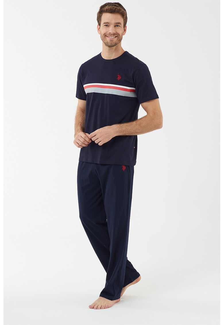 Pijama de bumbac cu imprimeu logo