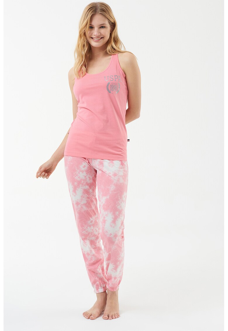 Pijama cu logo si aspect tie-dye