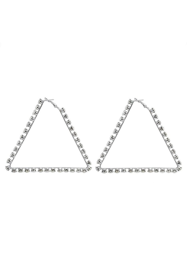 Cercei argintii - forma de triunghi - cu pietre - Roksana C3 -
