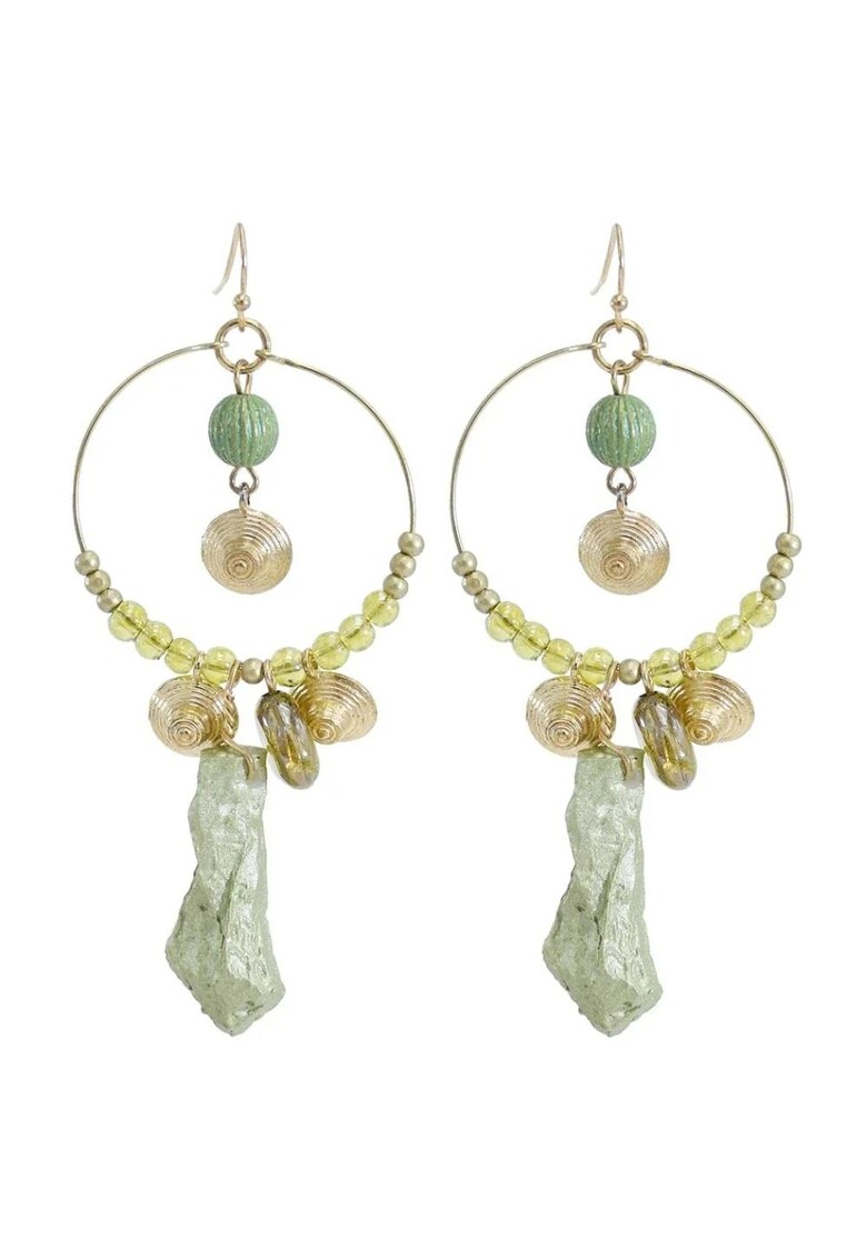 Cercei aurii - rotunzi - cu pietre verzi - Rohan C3 -