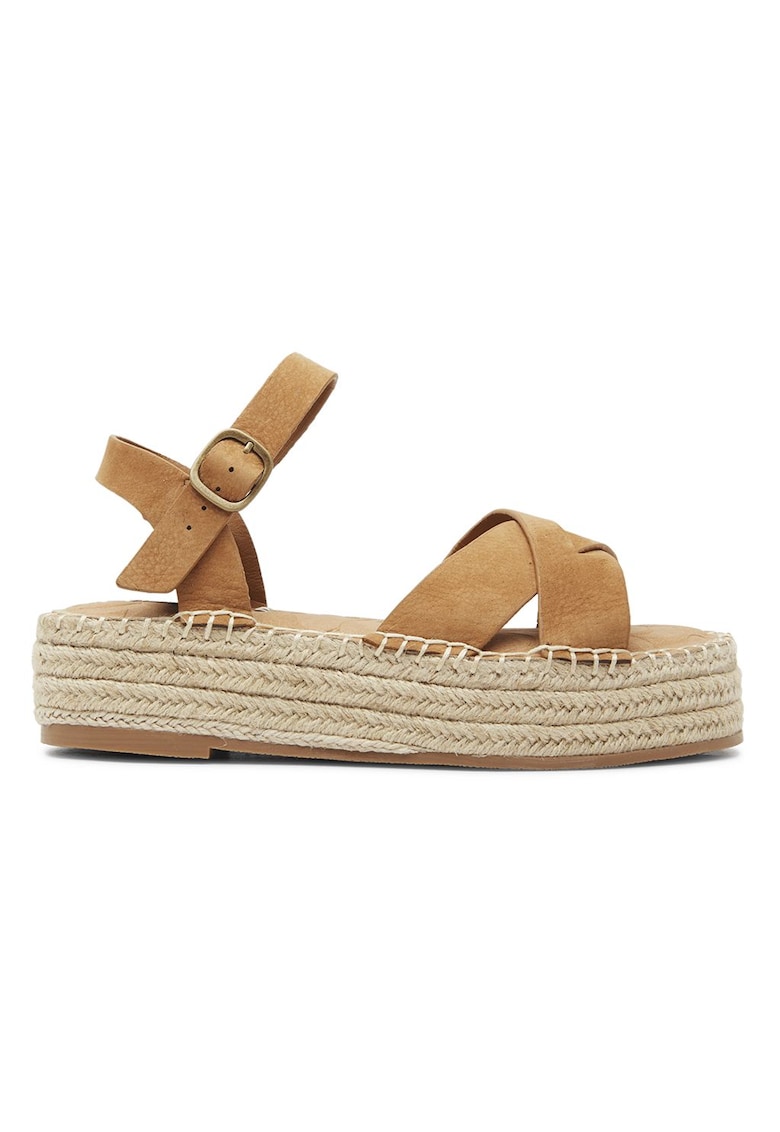 Sandale tip espadrile flatform din piele nabuc Maya