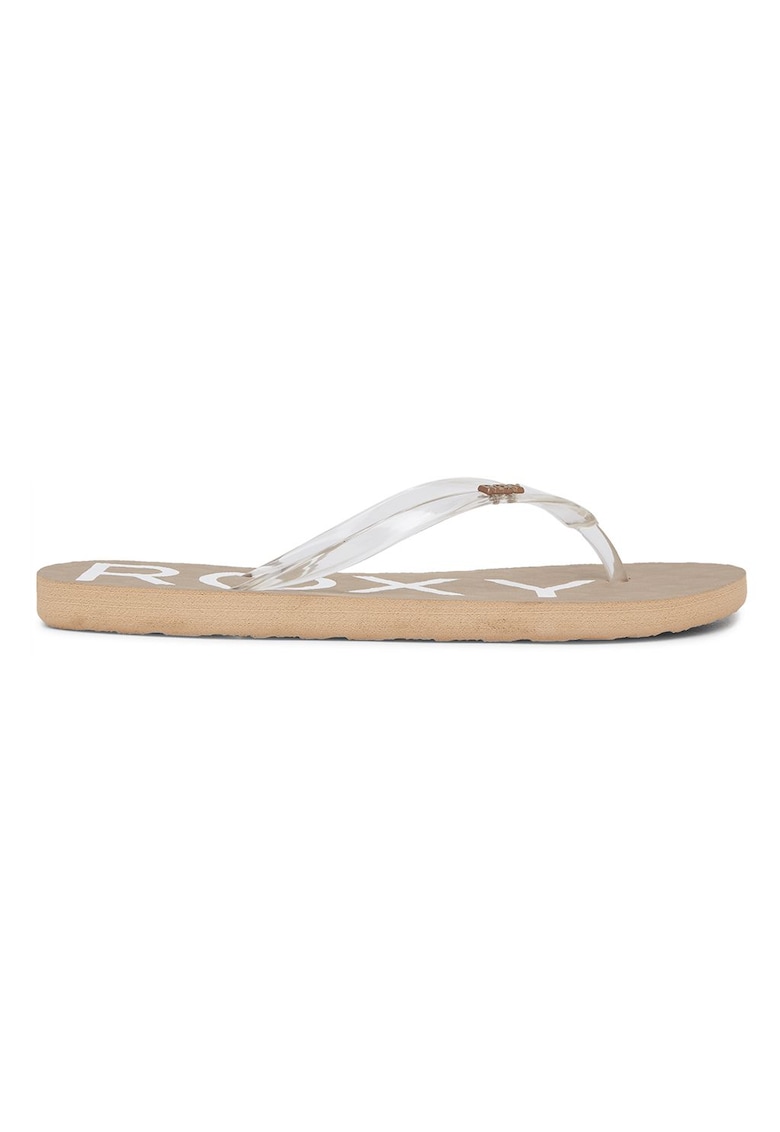 Papuci flip-flop din material moale cu barete transparente Viva